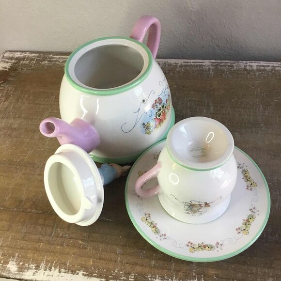 Vintage Y2K Peter Rabbit Pastel Cottagecore English Countryside Tea Pot Cup Set - Picture 3 of 8